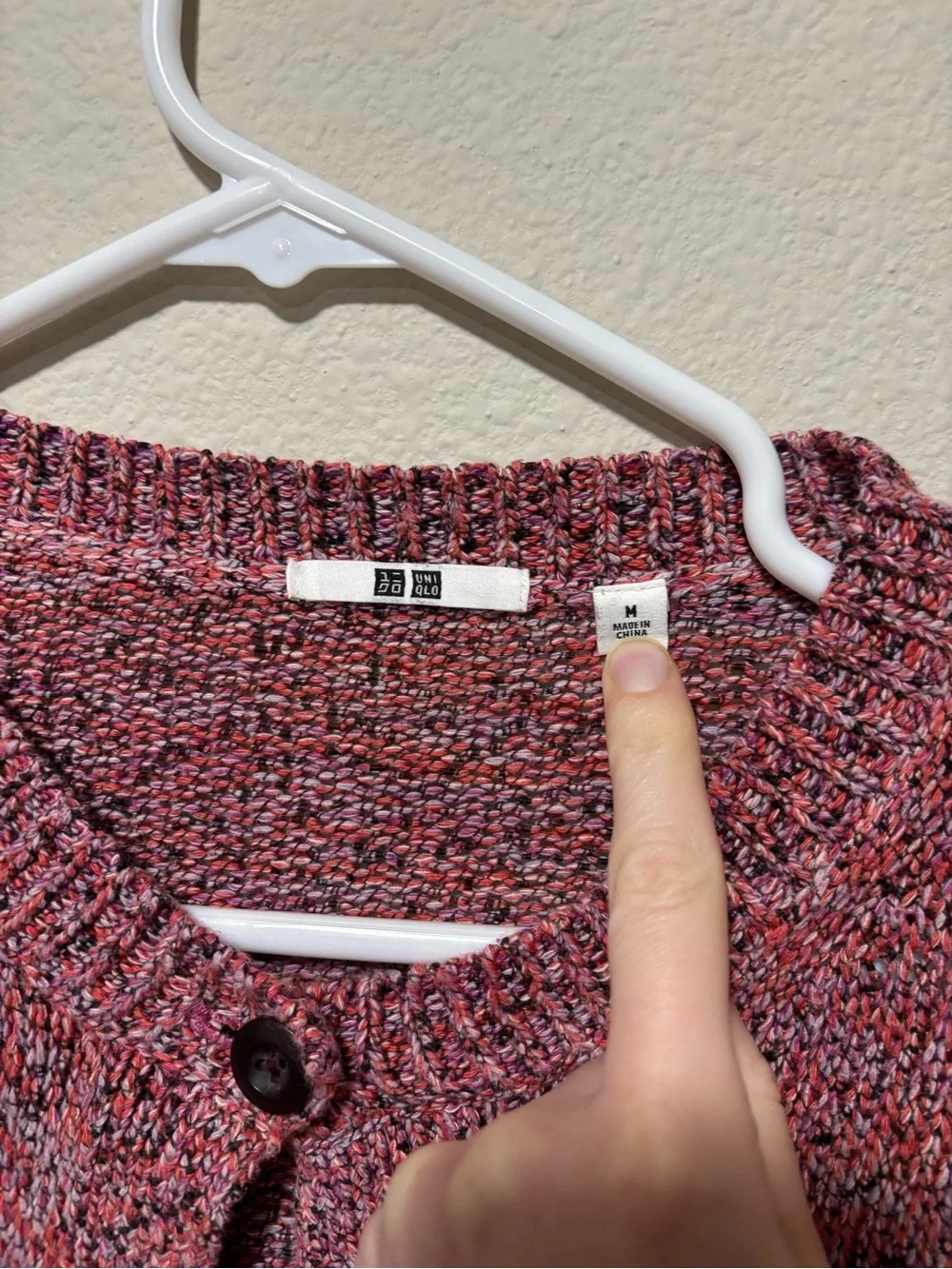 UNIQLO Pink Marled Button-Front Sweater